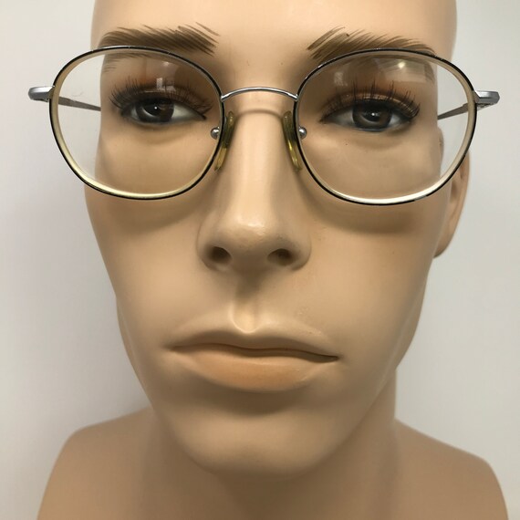 Vintage Round Eyeglasses Glasses Frame Silver Use… - image 1