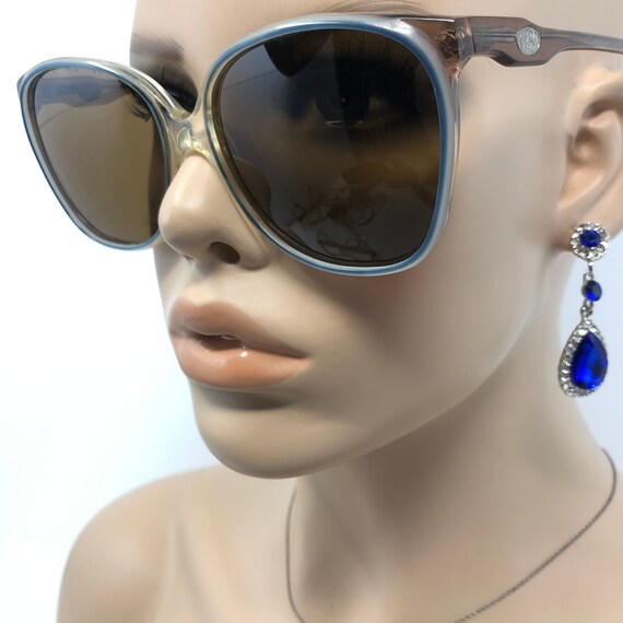 Vintage Cat Eye Sunglasses EB Blue Ladies Sun Shades Frames