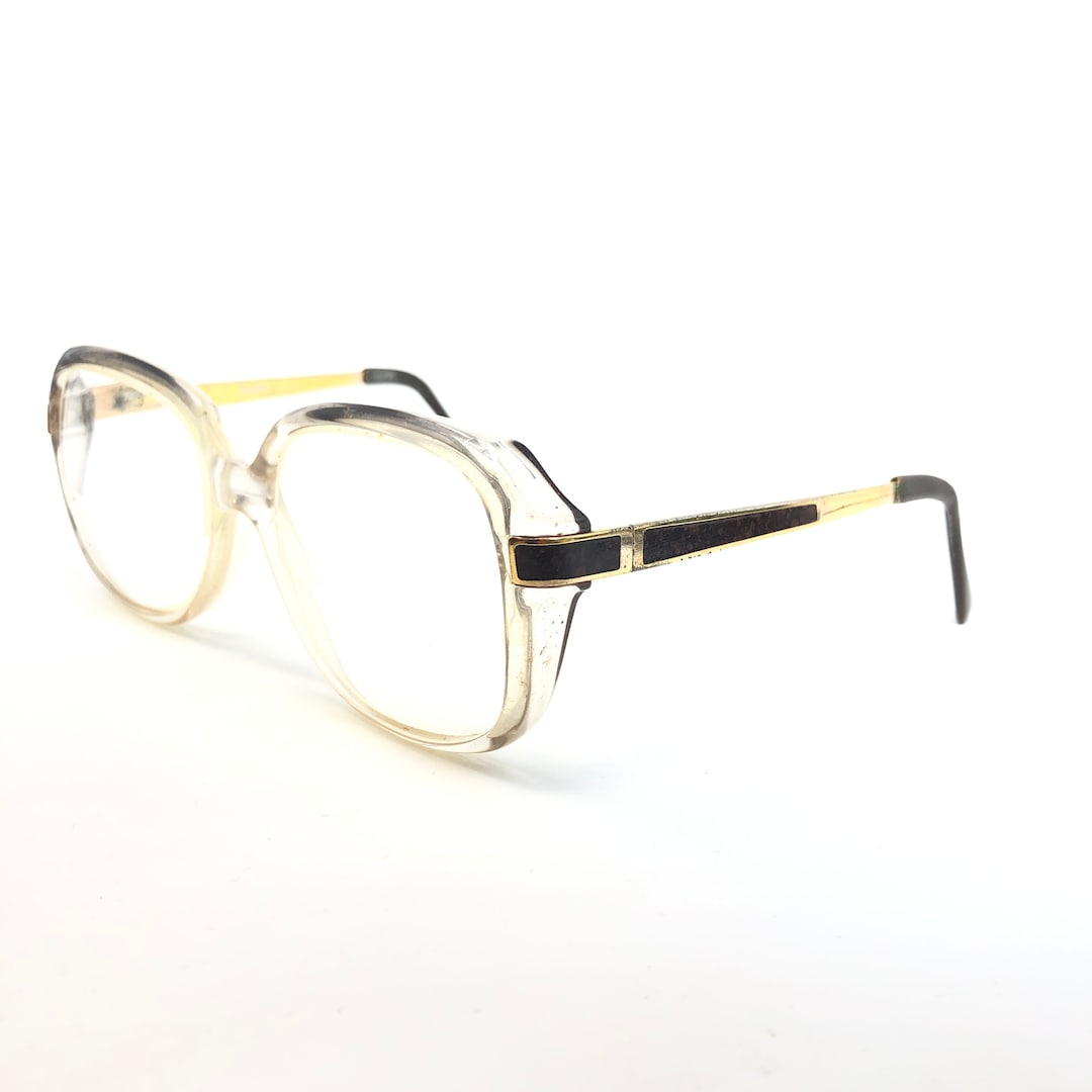 Vintage Dunelm Eyeglasses Glasses Frame Clear Gold Square Used Eyeglass