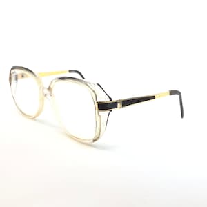 Vintage Dunelm Eyeglasses Glasses Frame Clear Gold Square Used Eyeglass Frames Retro Unisex Mens Ladies