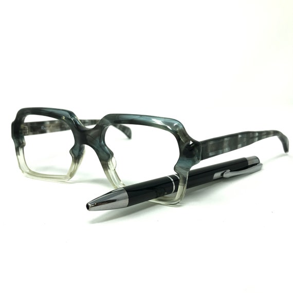 Vintage Mens Geek Eyeglasses Glasses Frames Grey … - image 3