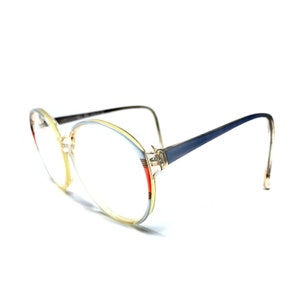 Vintage Specsavers Christa Eyeglasses Glasses Frames Blue Pink Oversized Round Eyeglasses Frame Retro