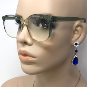 Vintage Merx PS80 Eyeglasses Glasses Frame Clear Green Used Eyeglass Frames Retro UK