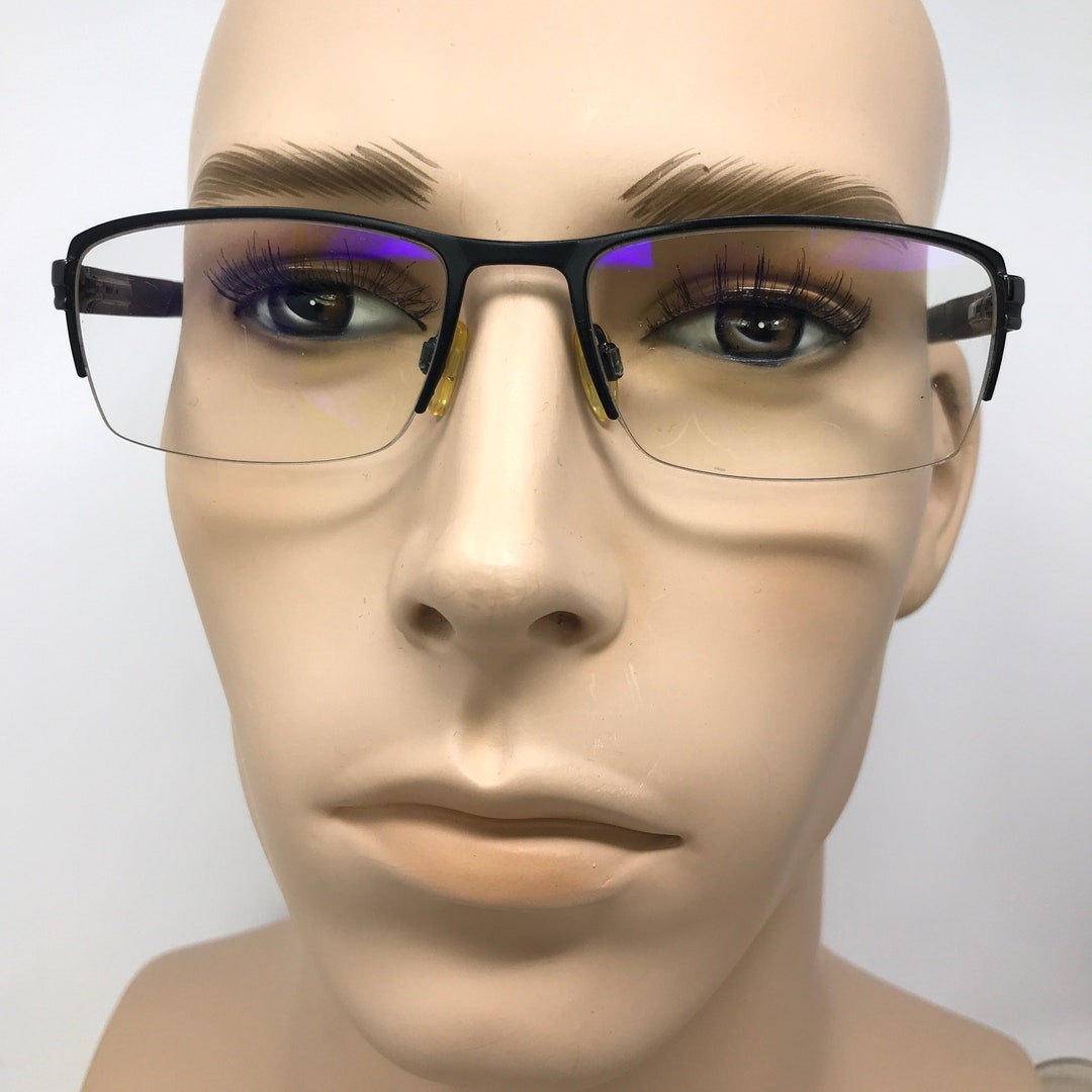 Vintage Jaguar Mens Eyeglasses Glasses Frame Black Square Half Rim Used