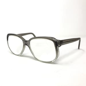 Vintage Eyeglasses Glasses Frame Clear Grey Square Used Eyeglass Frames Retro Mens Ladies