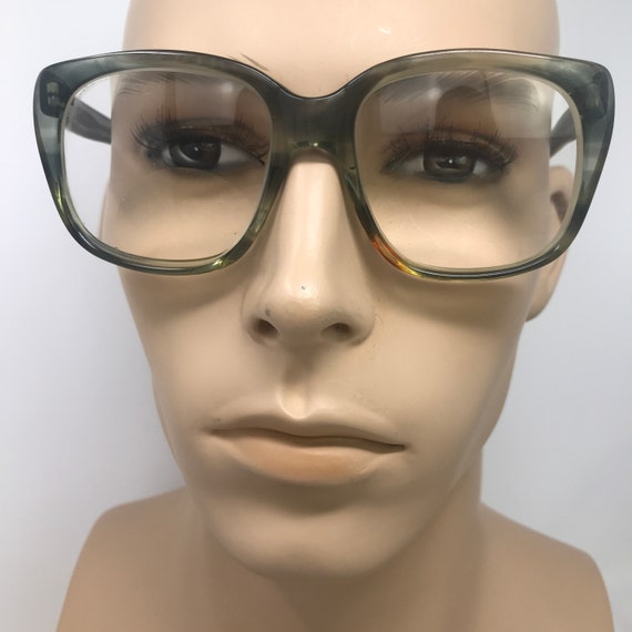 Vintage Mens Eyeglasses Glasses Frames Green Mott… - image 1