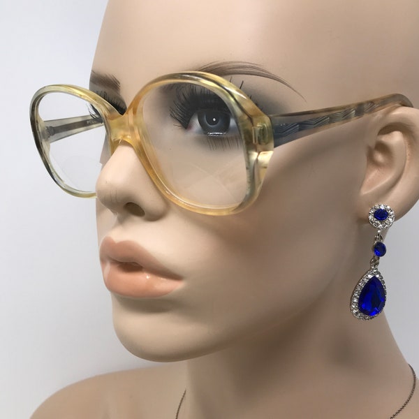 Vintage Pell 39 lunettes lunettes cadre clair ambre carré utilisé montures de lunettes rétro