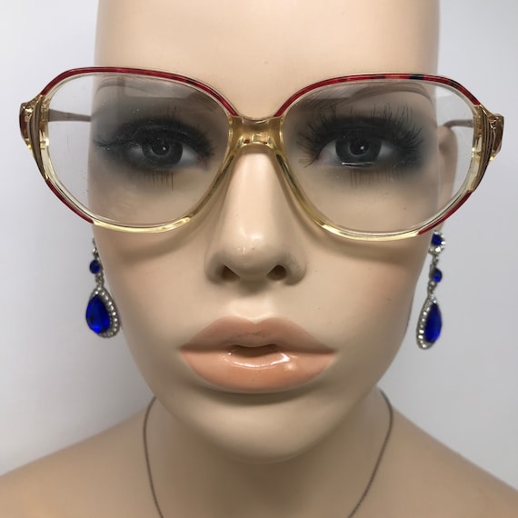 Vintage Ladies Eyeglasses Glasses Frames Red Clea… - image 1