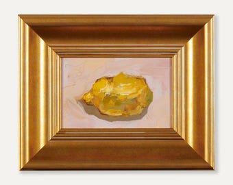 レモンの絵画 ティーカップ 額入りアート 朝食 オリジナルアートワーク