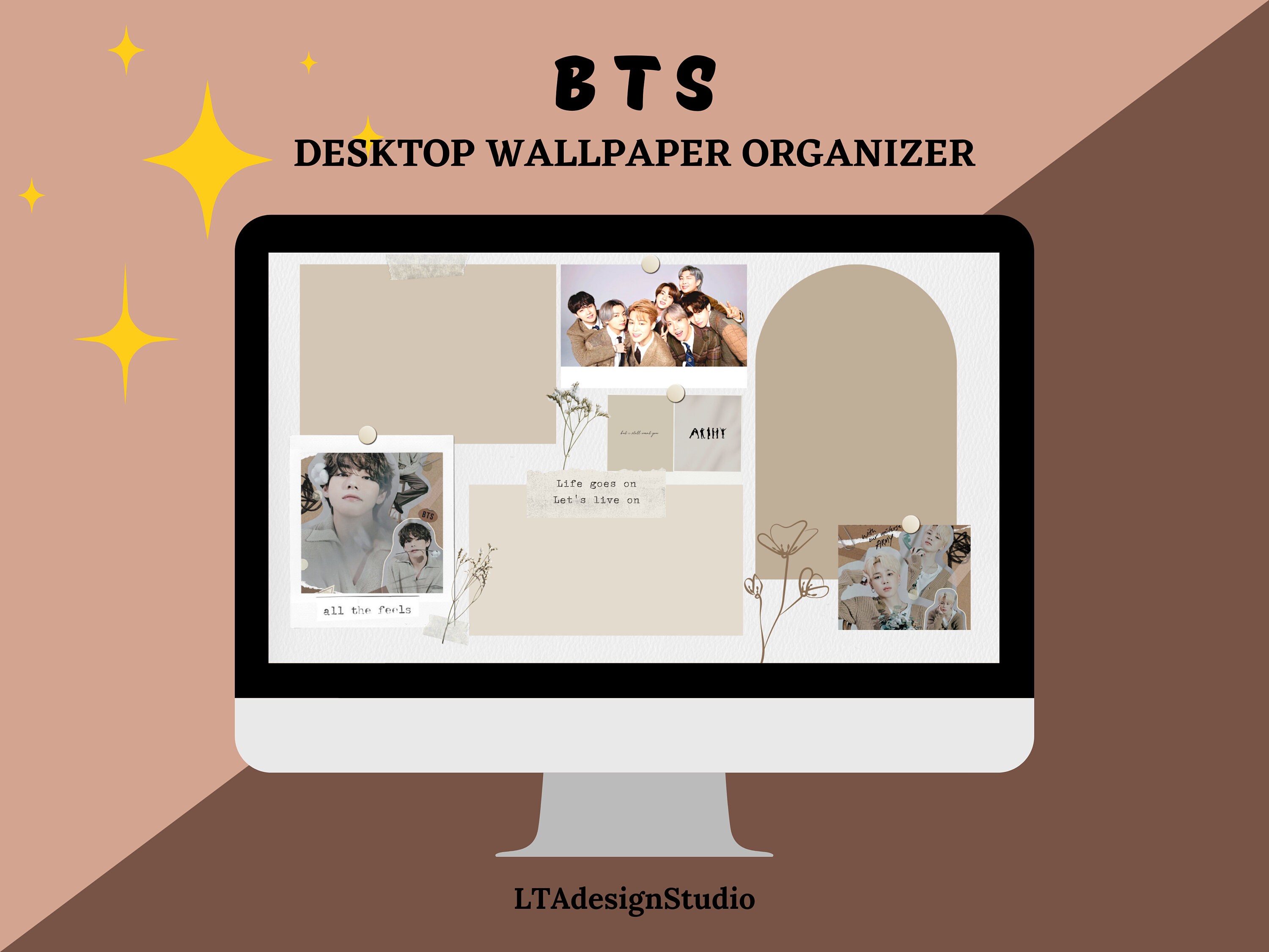 Bts Desktop Organizer Wallpaper Bangtan Boys Mac Windows Etsy Finland