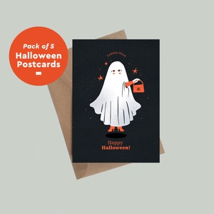 Confezione da 5 cartoline di Halloween - Fashion Victim Ghost - Mini stampe - Busta inclusa