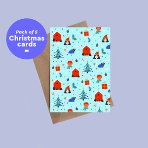 クリスマス グリーティング カード 5 枚パック - メリー クリスマス - ミニ プリント - 封筒付き