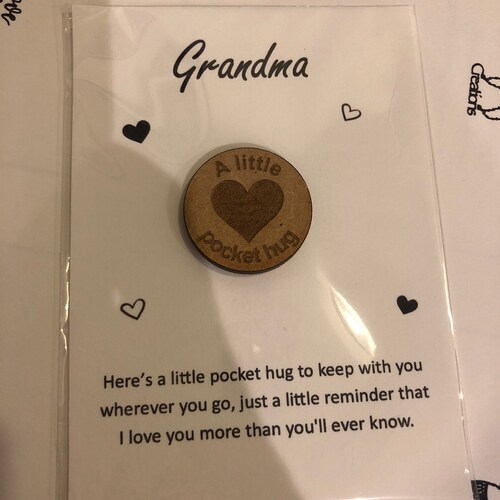 NAN POCKET HUG Heart Shaped Nanny Gift Oak 4cm Etsy UK