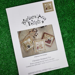 Christmas Ornament Trio - Cross Stitch Pattern by Barbara Ana Designs - 3 Motifs
