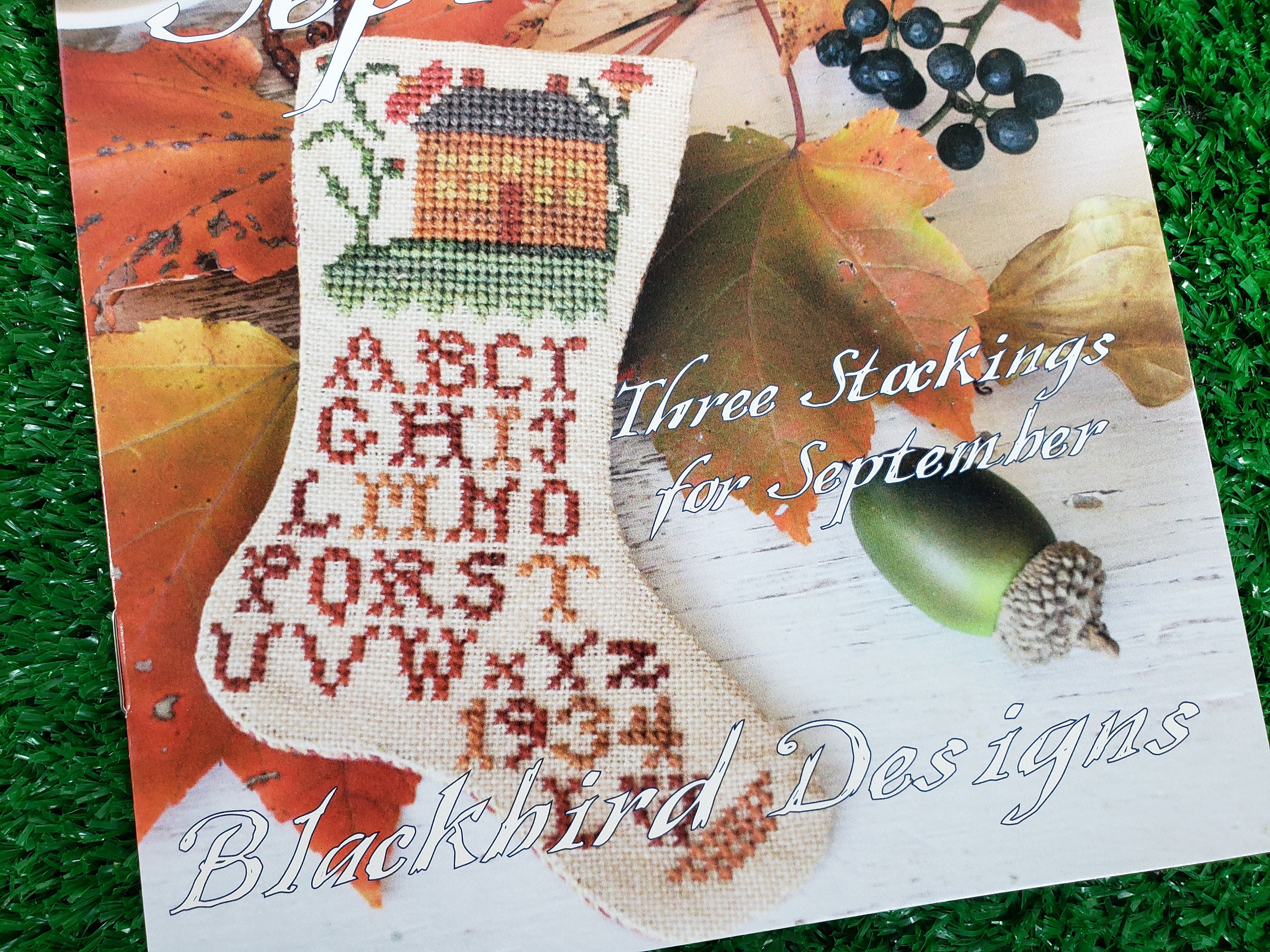 Splended September Stocking Series Cross Stitch Pattern, Blackbird Designs