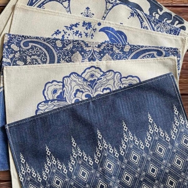 Blue and White Placemats Etsy