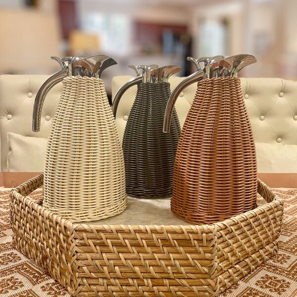 Insulated Rattan Wicker Pitcher