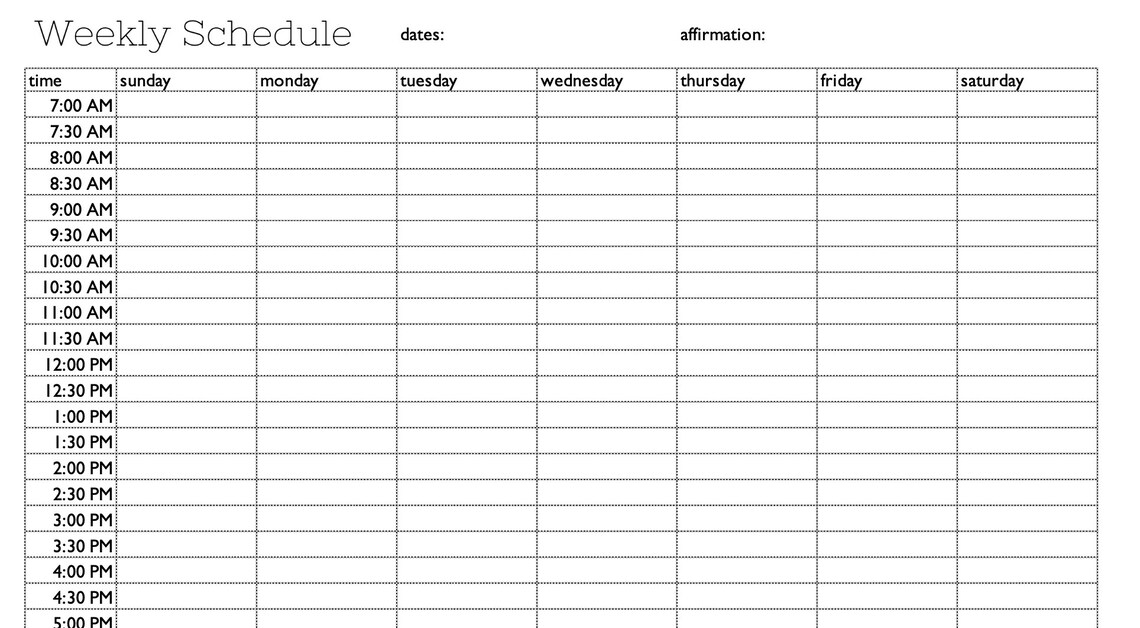 Printable Time Blocking Template Pdf Printable Blank World