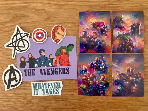 stickers AVENGERS Marvel Iron Man Captain America Hulk Thor Black Widow  Hawkeye