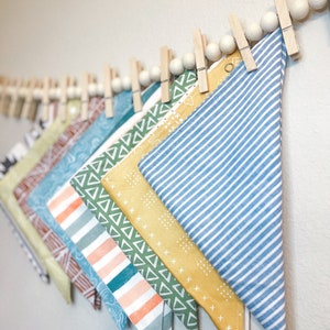 Dog Bandana Storage | Pet Bandana Hanger | Wood Bead Clip Garland | Beaded Garland | Photo Clip Garland |