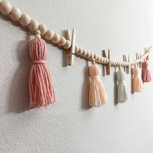 Clip Garland WITH Interchangeable Tassels| Beaded Garland | Photo Clip Garland | Kids Room Decor |