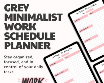 Editable Minimalist Work Schedule Planner, Productivity Organizer, Minimalist planner, Work schedule, Productivity tool, Time management