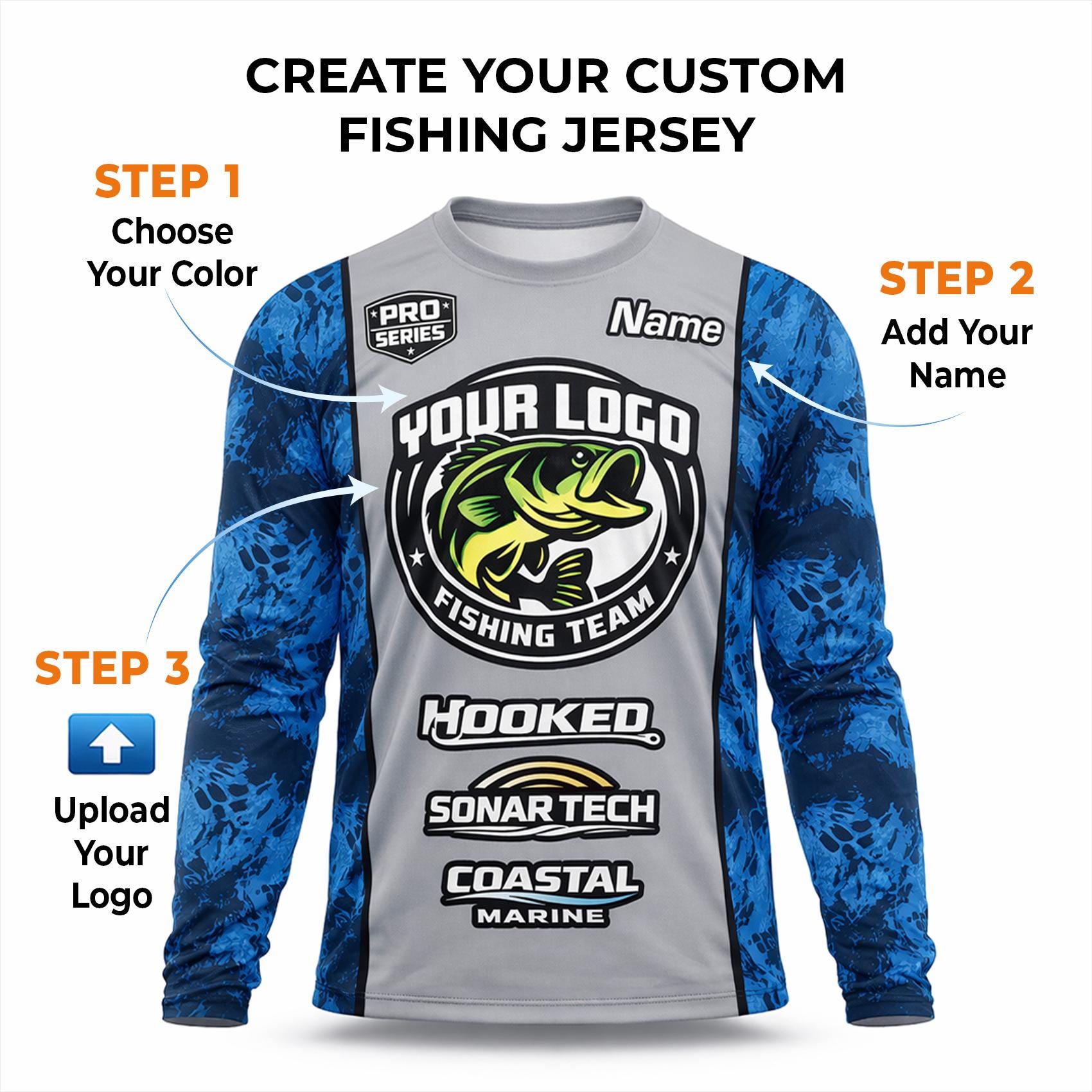 Custom Fishing Jersey | Personalized Logo Boat Shirt | UPF 50+ 