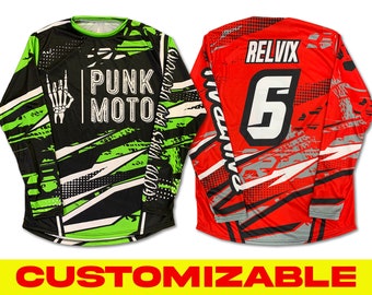 Personalized Dirt Bike Long Sleeve Shirt, Custom Rider's Name And