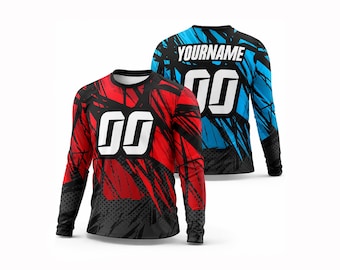 Custom Motocross Jersey | Personalized BMX Dirt Bike Shirt with Name, Number, Logo
