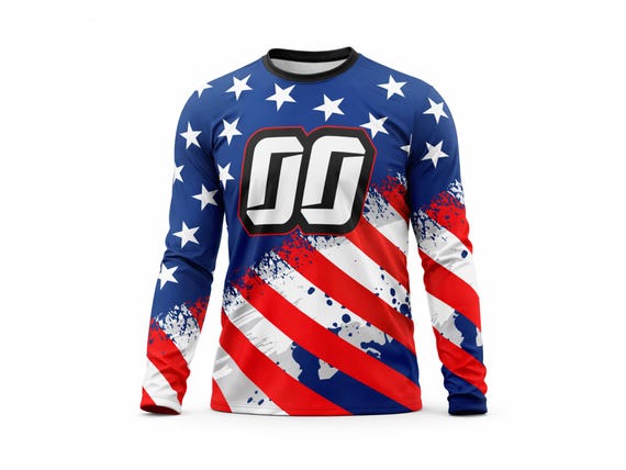 Custom USA Motocross Jersey Toddler Youth & Adult | Personalized American Flag Dirt Bike Shirt | Name Number Logo MX BMX