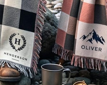 Personalized Wedding Gift for Men, Groomsman Custom Woven Blanket, Best Man Proposal Gift, Groom Gift from Bride, Guys Gift Idea
