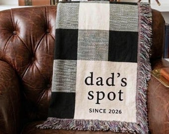 Custom Dad Blanket, Personalized Gift for Dad Birthday, Father's Day Gift, Woven Throw, Father Gift, Best Dad Ever from Daughter Son Kids