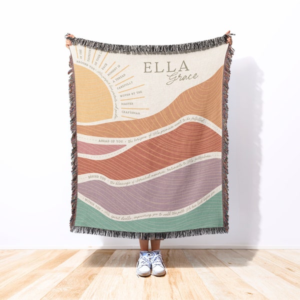 Christian Graduation Gift for Her, Personalized Name Behind You All Your Memories College High School Class of 2024 Grad Woven Throw Blanket