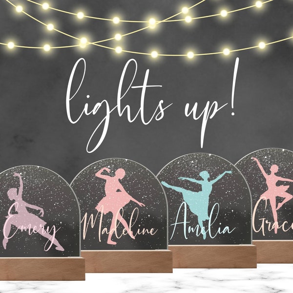 Personalized Dance Gift, Ballerina Snowglobe Acrylic Dome Plaque, Custom Night Light, Cute Birthday Gift for Her, Girl Ballet Christmas Gift