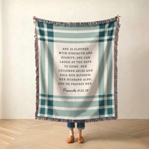 Christian Mother's Day Gift Blanket for Mom Grandma, Personalized Scripture Throw, Faith Based Gift, Proverbs 31 Woman or Any Verse for Her