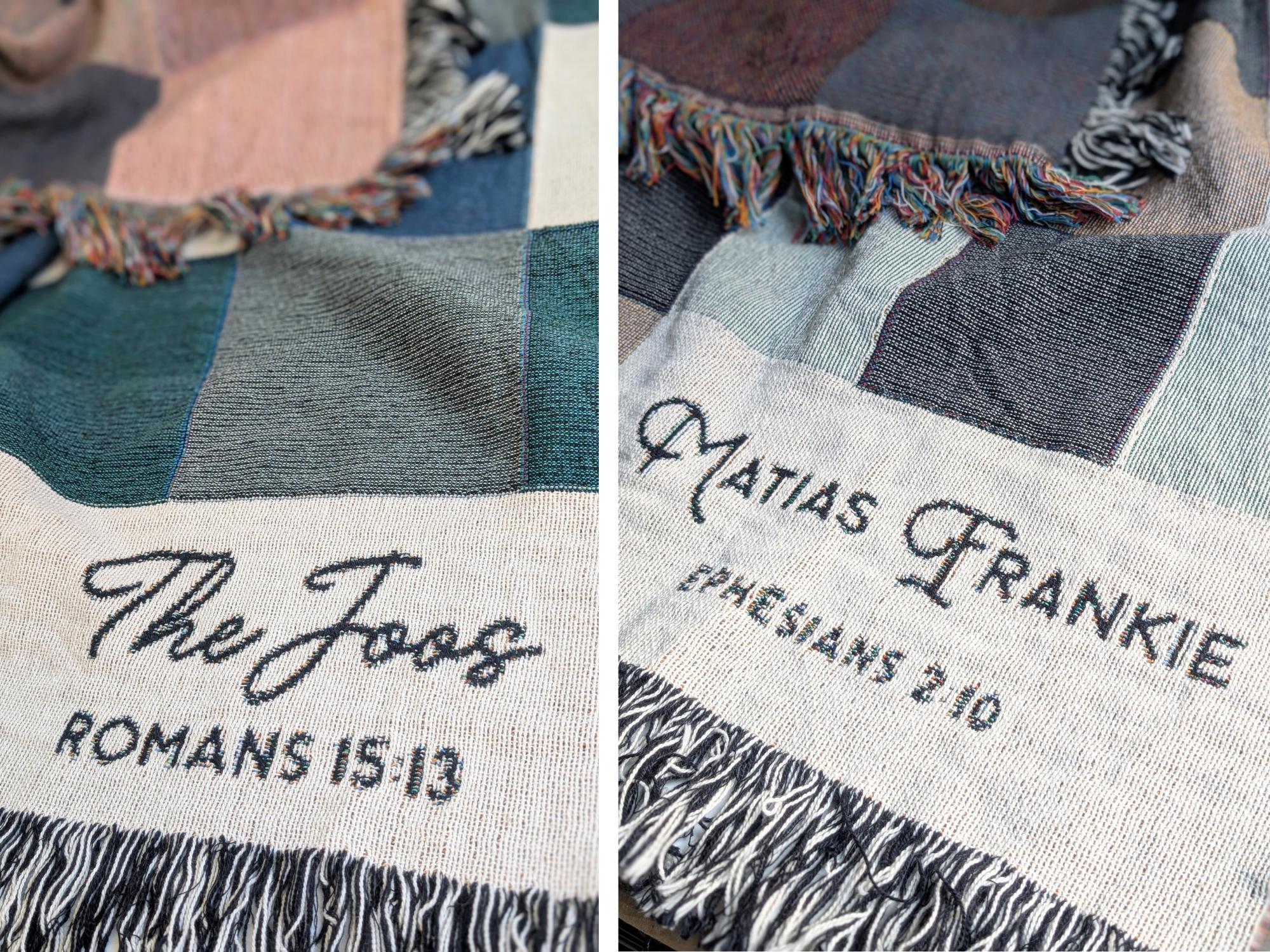 Personalized Woven Throw | Modern Checkered Blanket, Name Gift for Him, Christmas Gift for Kids, Birthday Present for Teenage Son