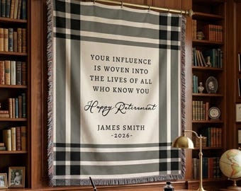Retirement Gift, Personalized Woven Blanket, Happy Retirement Gift, Appreciation Gift, Custom Gift for Retiring, Farewell Gift for Coworker