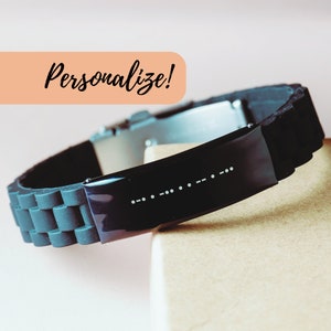 Gift For Son | Morse Code Bracelet, Secret Message Bracelet For Men, From Mom Dad, Birthday Gift For Him, Christmas Gift, Grandson Gift