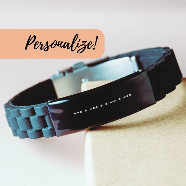 Gift For Son | Morse Code Bracelet, Secret Message Bracelet For Men, From Mom Dad, Birthday Gift For Him, Christmas Gift, Grandson Gift