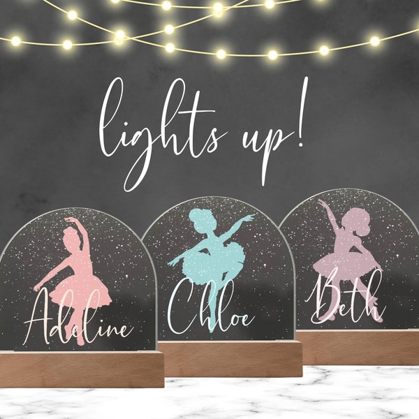 Personalized Dance Gift, Ballerina Snowglobe Acrylic Dome Plaque, Custom Night Light, 5th Birthday Gift for Her, Girl Ballet Christmas Gift