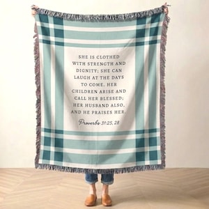 Christian Mother's Day Gift Blanket for Mom Grandma, Personalized Scripture Throw, Faith Based Gift, Proverbs 31 Woman or Any Verse for Her