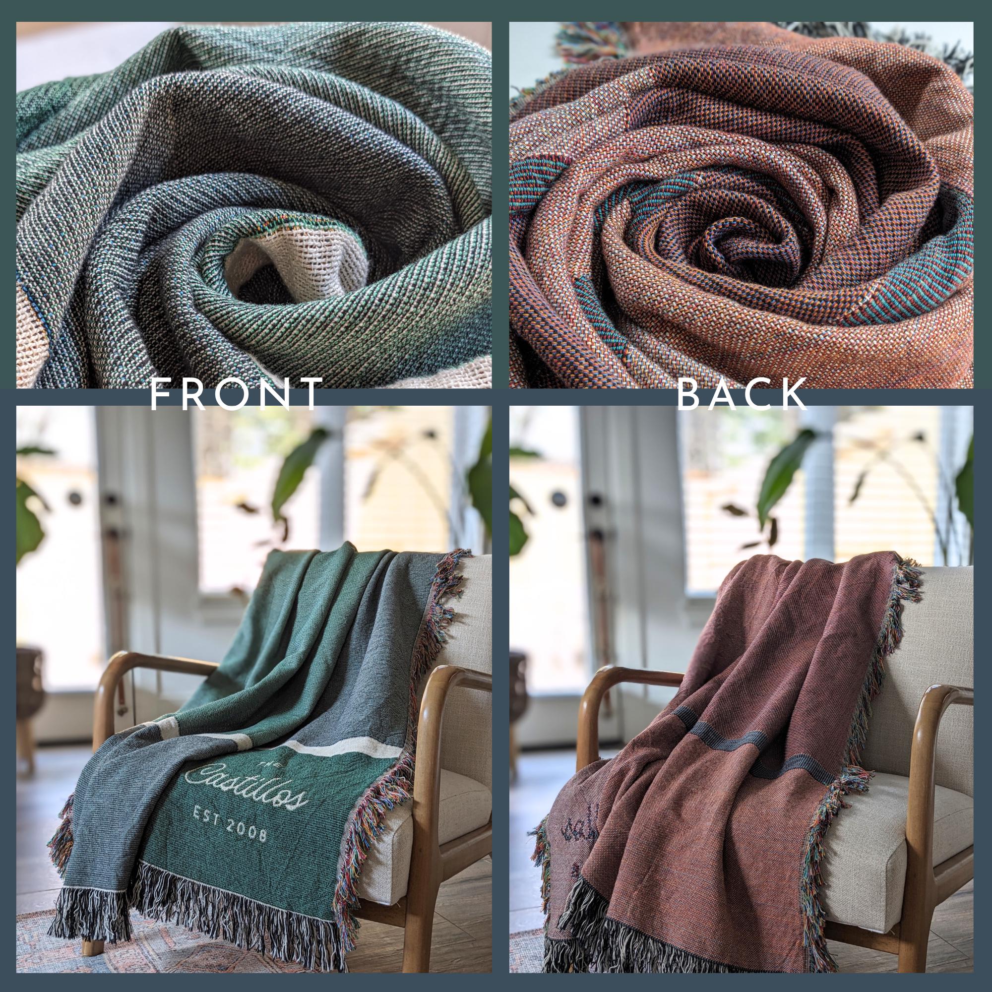 Personalized Woven Throw Blanket | Modern Plaid, Unique Custom Gift for Wedding Engagement Anniversary Keepsake, Family or Couple Last Name