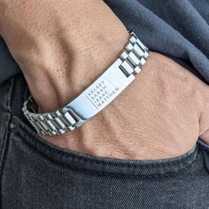 Dad Bracelet, Men's Bracelet, Father's Day Gift, Engraved with Kids Names, Family Names, Mens Jewelry, Personalized Stainless Steel Bracelet