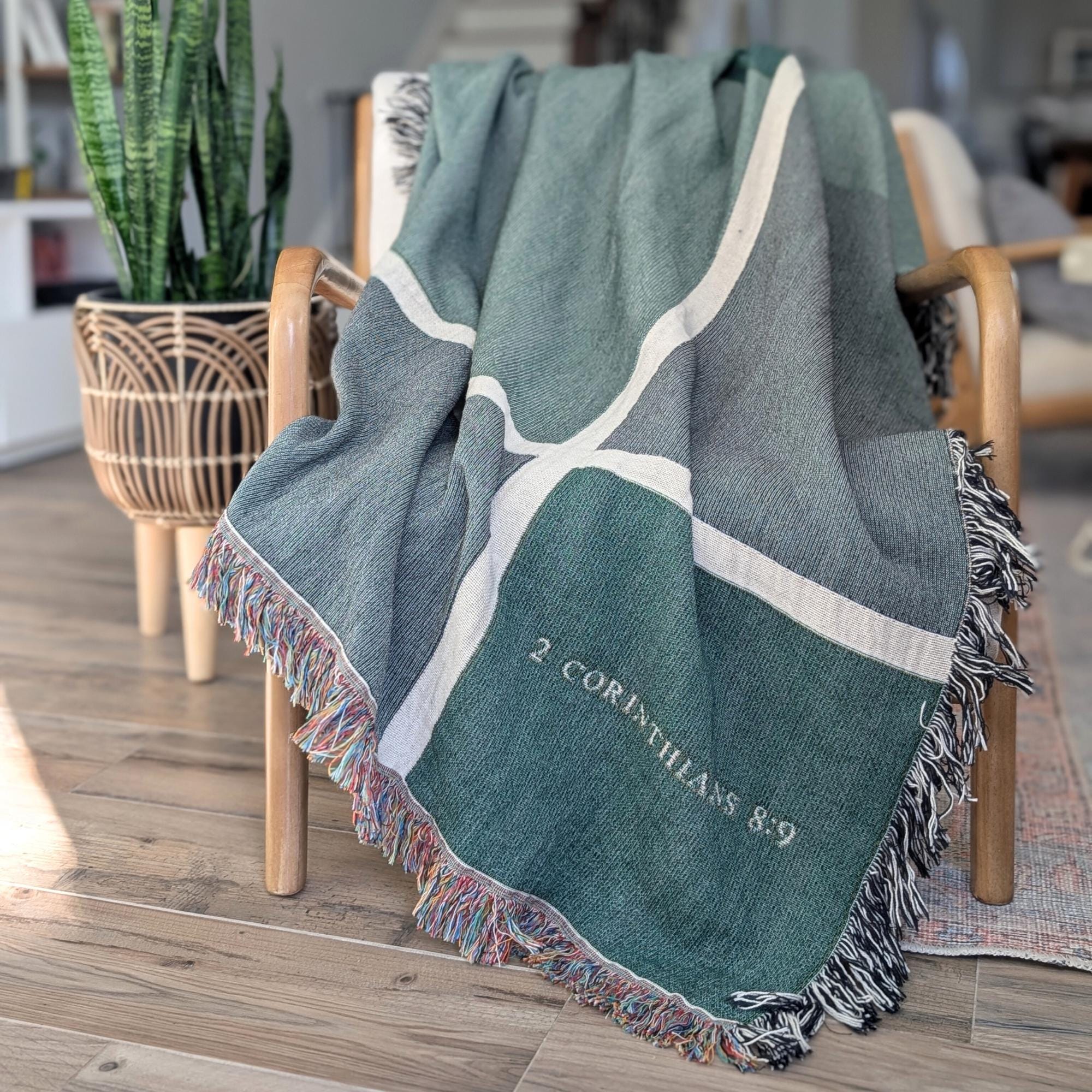 Personalized Woven Throw Blanket | Modern Plaid, Unique Custom Gift for Wedding Engagement Anniversary Keepsake, Family or Couple Last Name