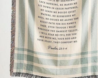 Sympathy Scripture Blanket, Comforting Bible Verse Bereavement Throw, Psalm 23 Memorial Keepsake, Personalized Christian Grief Loss Gift