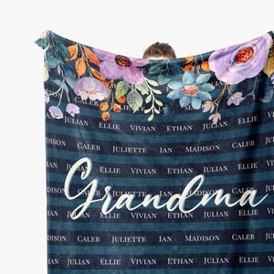 Gift for Grandma for Mothers Day Grandma and Grandpa Custom Name Blanket Fleece Minky Throw Personalized Family Blanket Kid Grandkids Names