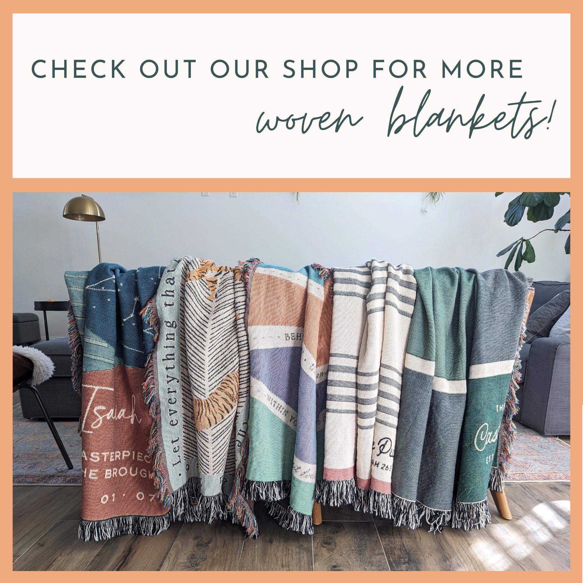 Personalized Woven Throw | Modern Checkered Blanket, Name Gift for Him, Christmas Gift for Kids, Birthday Present for Teenage Son