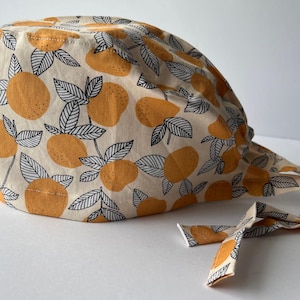 Bonnets en coton, bonnets chirurgicaux/médicaux, embrasses élastiques avec boutons, 100 % coton, calme et chaud, orange/beige