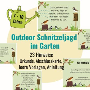 ab 7 Outdoor Schnitzeljagd im Garten, Kinder Outdoor Schatzsuche, Rätsel Reimform, Suchspiel draußen, deutsch, digital, PDF zum ausdrucken