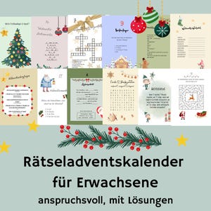 Rätsel Adventskalender für Erwachsene Senioren Rätseladventskalender Quizfragen, deutsch PDF Datei digital selbst ausdrucken herunterladen